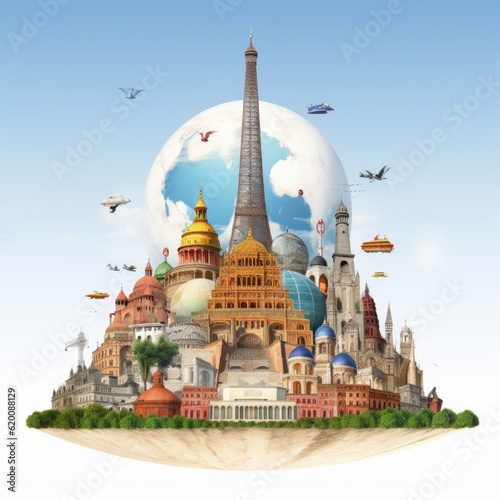 " Travel around the globe with big set of famous landmarks of the world © Anjali