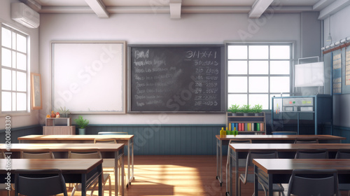Empty classroom . Back to school concept. AI Generative
