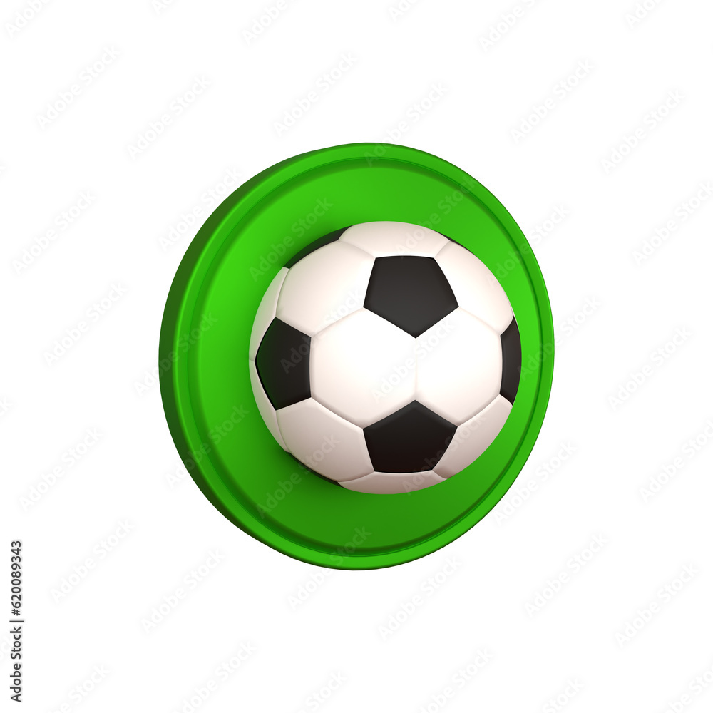 Realistic soccer ball or football ball on white background 3d rendering icon
