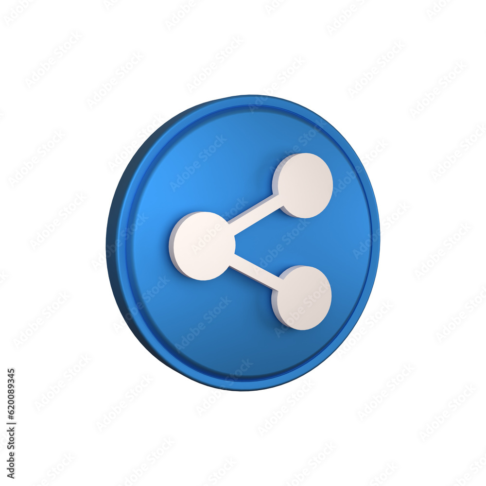 Share icon 3d rendering white background Blue Round shape 3d icon Share icon 3d rendering white background Blue Round shape 3d icon