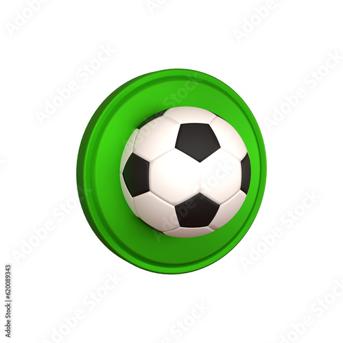 Realistic soccer ball or football ball on white background 3d rendering icon 