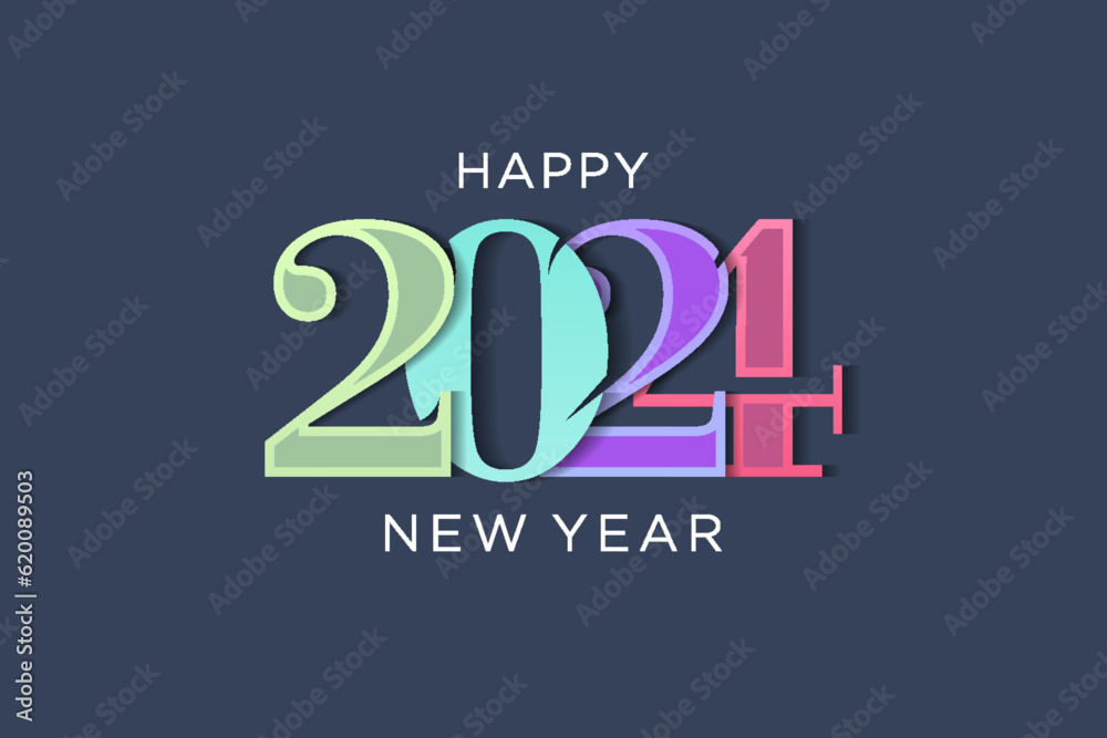 new year logo design. with colorful overlapping numbers new year logo design. with colorful overlapping numbers