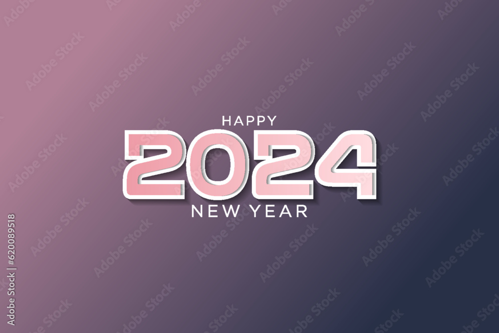 2024 new year logo design.with pink 3d numbers 2024 new year logo design.with pink 3d numbers