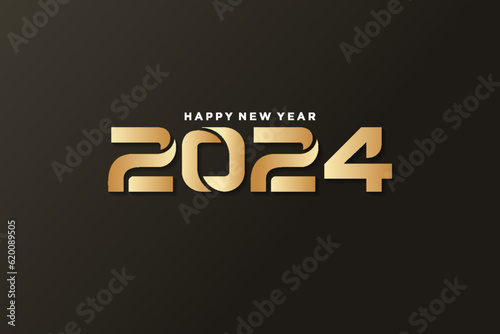 new year logo design.with golden truncated modern numerals.on black background