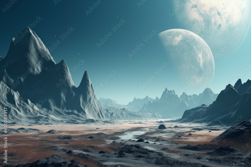 Fantasy planet landscape science. Generate Ai