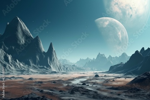 Fantasy planet landscape science. Generate Ai © nsit0108