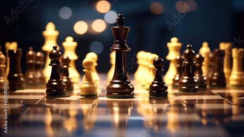 Chess pieces on the chessboard, Winner or victory concept, The concept of business success.