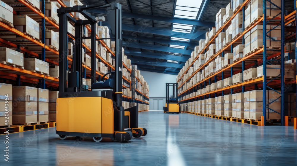 Automatic machine working to transferring product and parcel in smart distribution warehouse, Autonomous delivery is robotic. Automatic machine working to transferring product and parcel in smart distribution warehouse, Autonomous delivery is robotic.