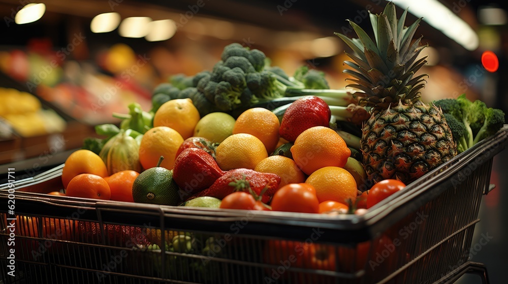 Fruit Vegetable on display at a supermarket.