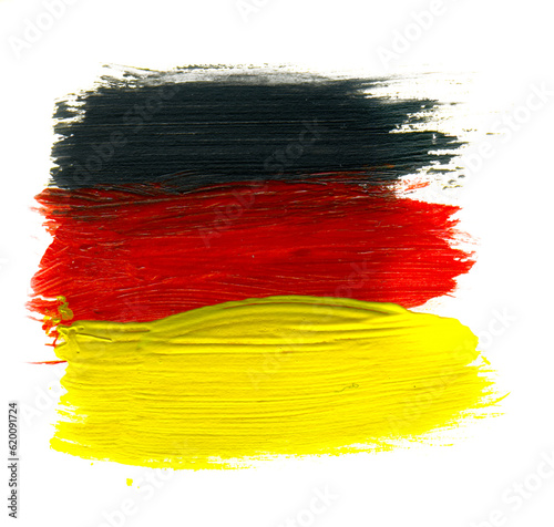 German flag painted with color brush strokes. Isolated image
