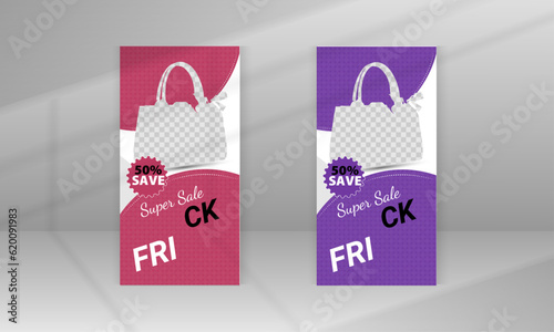 Colorful Vertical Web Banner Templates With Women's Handbags Sale photo