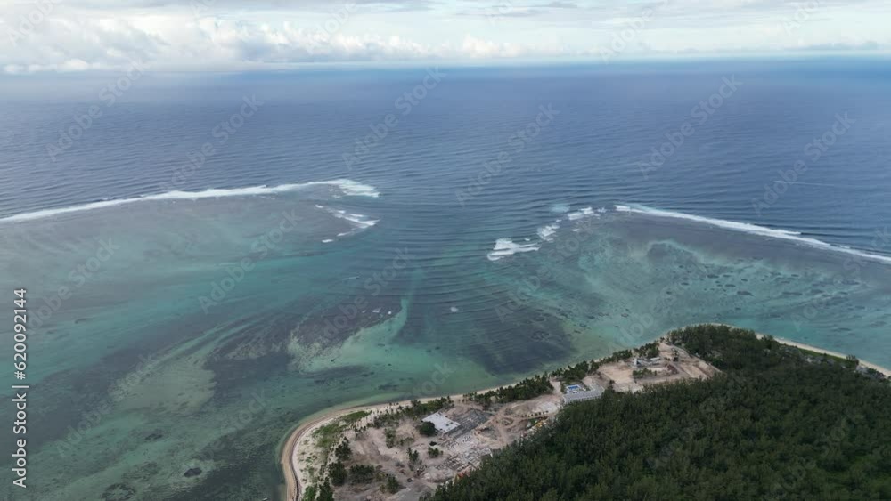Aerial view of the Indian Ocean seascape in the Mauritius archipelago, the African continent Aerial view of the Indian Ocean seascape in the Mauritius archipelago, the African continent