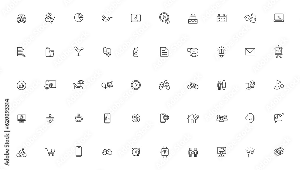 Big set of 50 Lifestyle and Entertainment icons. Thin line icons collection. Vector illustration, Pixel Perfect icons, Simple vector illustration Big set of 50 Lifestyle and Entertainment icons. Thin line icons collection. Vector illustration, Pixel Perfect icons, Simple vector illustration
