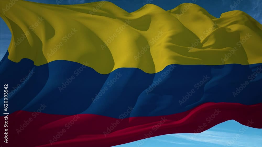 Waving flag loop. National flag of Colombia Waving flag loop. National flag of Colombia