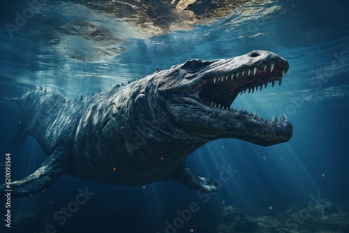 Close-Up of Mosasaurus, Natural light, Generative AI