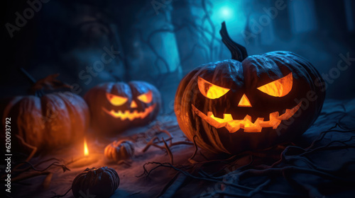 Scary halloween pumpkins © tashechka