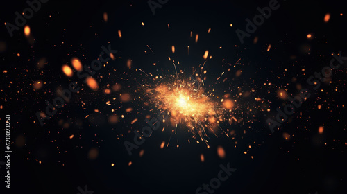 Glowing particles on a black background