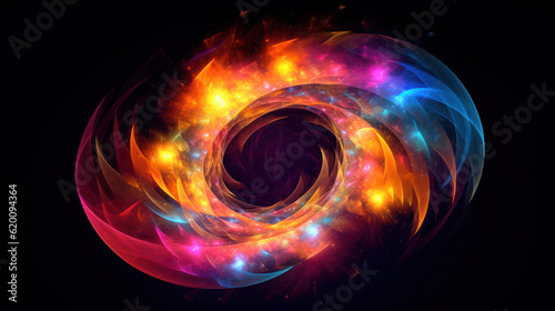 Abstract colorful circles on dark background 