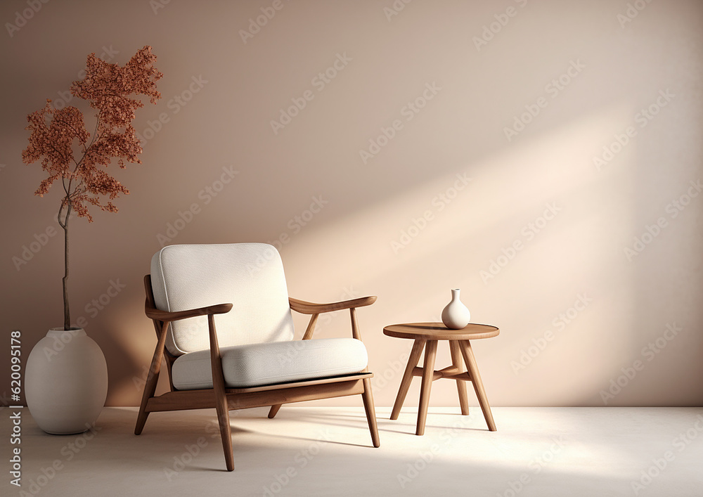 white armchair near blank wall , interior mockup white armchair near blank wall , interior mockup