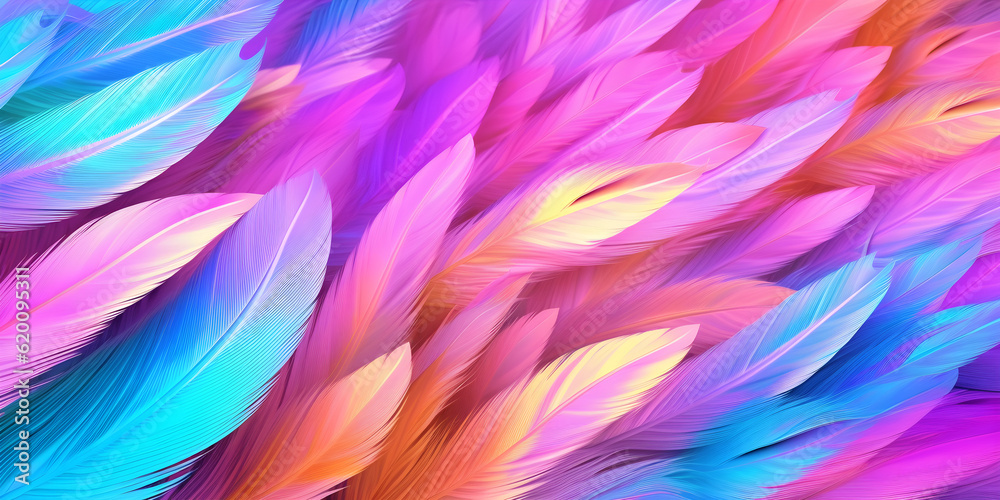 abstract purple pink blue pastel feather background, generative ai