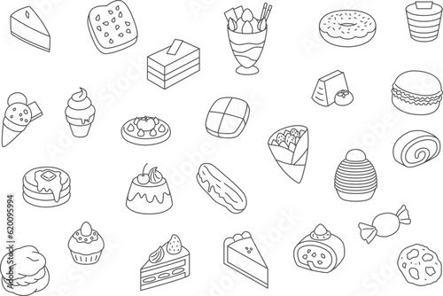 線画スイーツの壁紙イラストアイコンセット