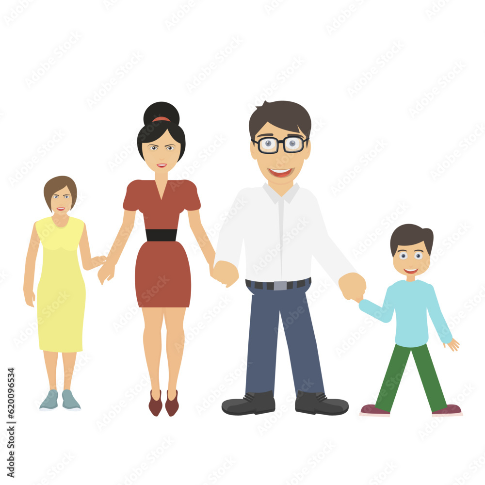Family. Dad, mom, daughter and son, vector illustration Family. Dad, mom, daughter and son, vector illustration