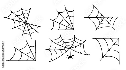 Spider Web Halloween Trap. Corner Cobweb Icons Set