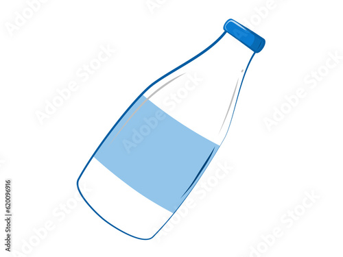 Icon milk in bottle isolated on white background. Fresh dairy drink symbol. 