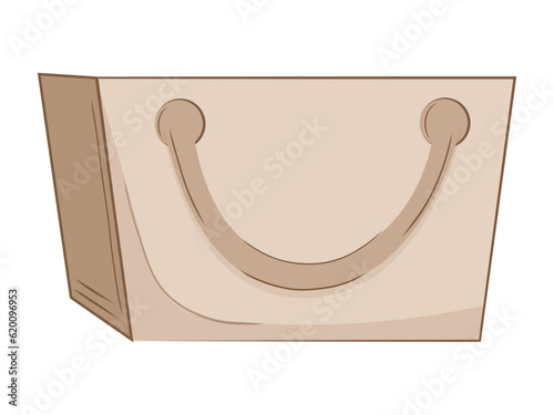Brown paper bag isolated on a white background. Eco-friendly packaging. Paper empty shopping bag.