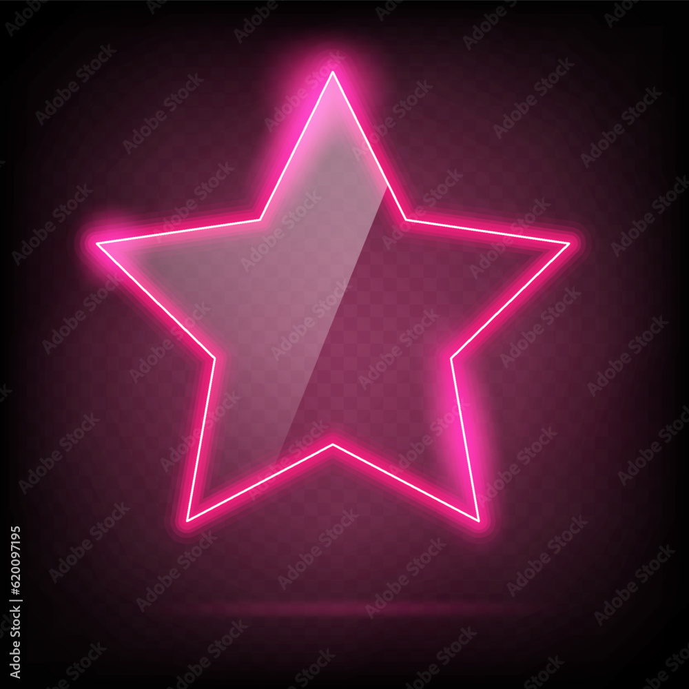 star frame transparent glass effect. Abstract red light neon border shape. Futuristic screen glowing vector background. star frame transparent glass effect. Abstract red light neon border shape. Futuristic screen glowing vector background.