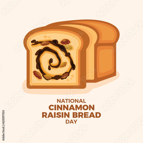 National Cinnamon Raisin Bread Day vector illustration. Sweet bread with cinnamon and raisins icon vector. September 16. Important day