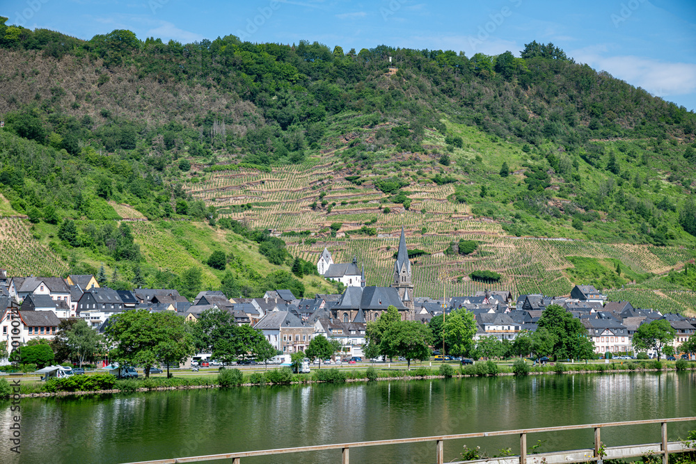 the river mosel in germany with the village saint aldegund
