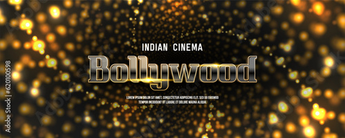 Bollywood indian cinema. Movie banner or poster with bright background. Vector illustration.