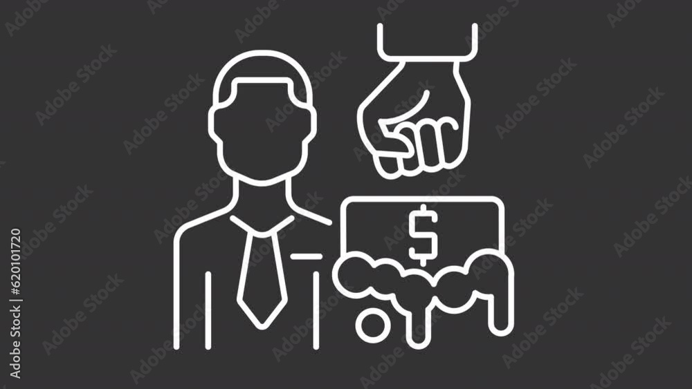Animated aml auditor white line icon. Fist hits soap bar with dollar animation. Anti money laundering. Loop HD video with chroma key, alpha channel, transparent background. Motion graphic animation Animated aml auditor white line icon. Fist hits soap bar with dollar animation. Anti money laundering. Loop HD video with chroma key, alpha channel, transparent background. Motion graphic animation