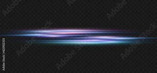 Speed ​​effect on blue background.Motion light effect for banners. blue lines. Red lines of light. photo