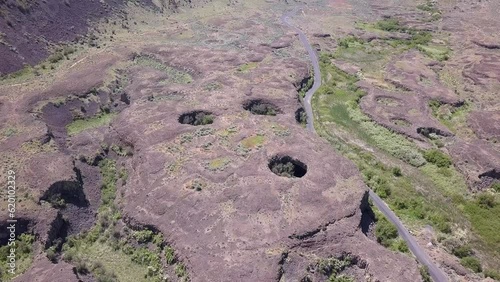 Flyover: Huge potholes in WA Scablands from ancient ice age floods photo