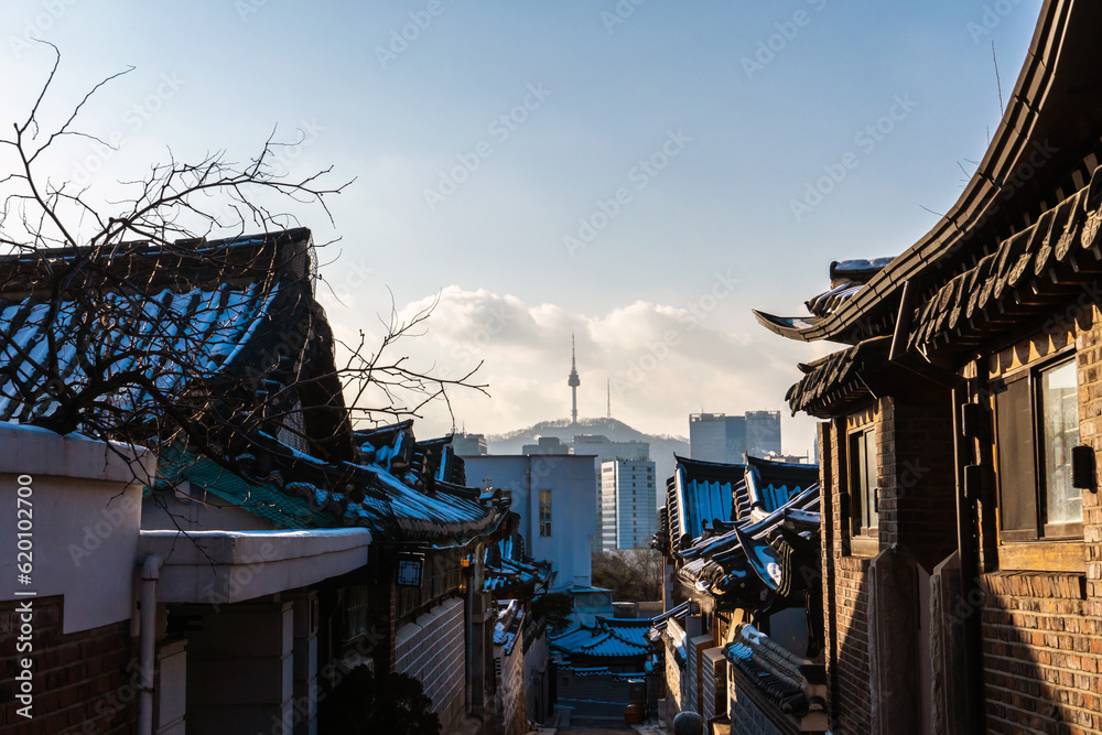 Bukchon Hanok Village, Korean traditional house in Seoul, South Korea ...