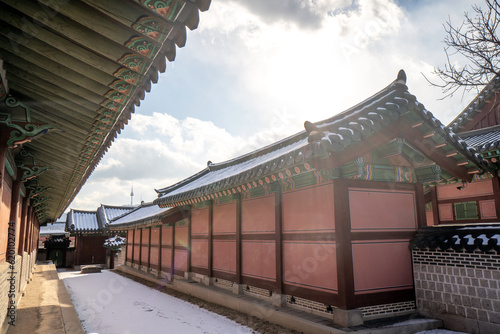 Changdeokgung Palace in Seoul, winter time, South Korea photo
