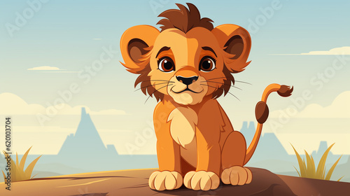 Cute lion flat art photo