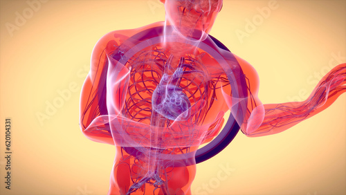Abstract 3D illustration of a heart attack