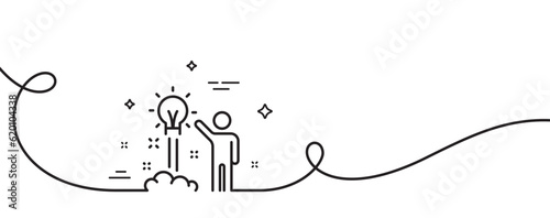 Creative idea line icon. Continuous one line with curl. Human launch startup sign. Inspiration symbol. Creative idea single outline ribbon. Loop curve pattern. Vector