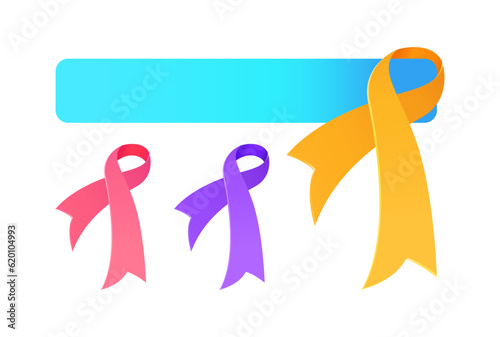 Realistic awareness Ribbon set in different color