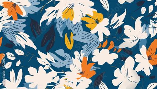Hand drawn artistic abstract floral print. Creative collage pattern. Fashionable template for design.