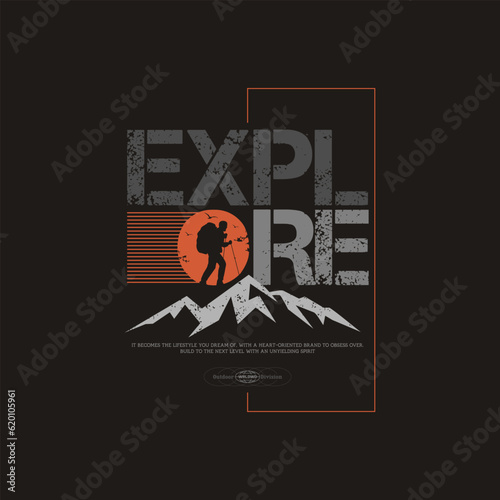 Explore The Great Outdoor Vintage T shirt design .