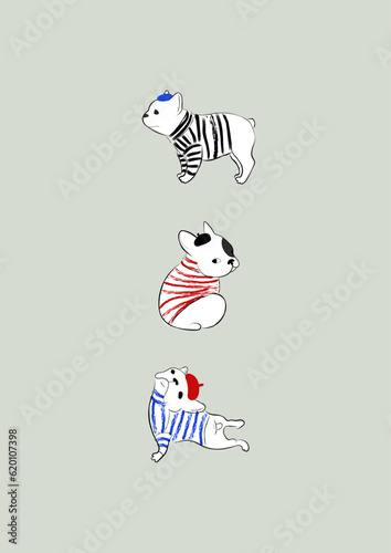 french bulldog parisien vector graphic illustration