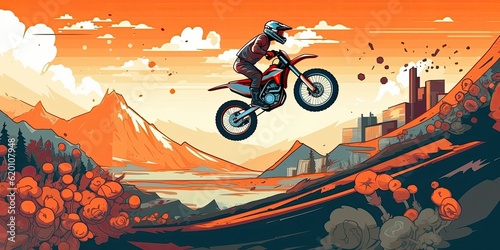 motorcycle racer makes the jump Fototapet