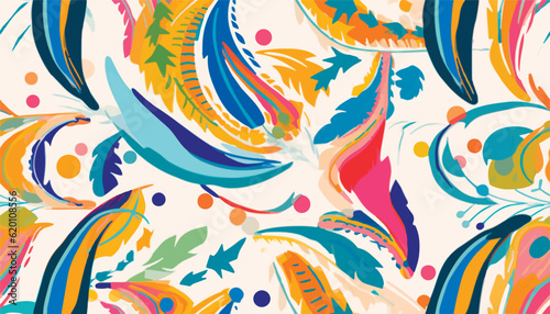 Modern abstract paisley botanical ethnic style pattern. Collage contemporary print. Fashionable template for design.