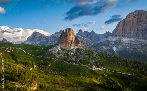 landscape in the mountains, sunrise in the mountains, Dolomiti, Cinque Torri