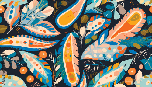 Modern abstract paisley botanical ethnic style pattern. Collage contemporary print. Fashionable template for design.