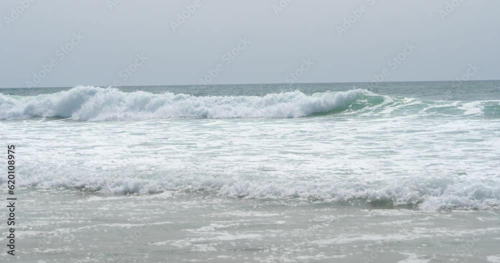Some waves filmed in slow motion. Atlantic Ocean, Cap Ferret, France. June 2023, 4K. Some waves filmed in slow motion. Atlantic Ocean, Cap Ferret, France. June 2023, 4K.